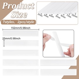 BENECREAT Polymer Clay Depth Guide 2/3/4/5/6/7/10 mm White Clay Roller Guide Mudboard Tools for Potters Acrylic Polymer Clay Tool Set 15.2 x 2.5 cm Pack of 14