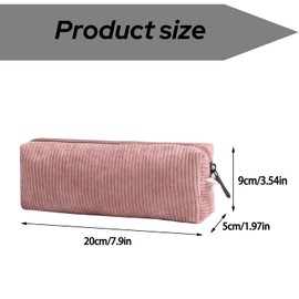 Yharnamite Corduroy Pencil Case, Large Capacity Pencil Case, Portable Pen Pouch Storage Bag for Kids, Office Stationery Organizer, Cute Pencil Case Makeup Pouch for Home, School, Office (Pink)