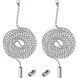 2 Pack Pull Chain String Extension with Connector for Ceiling Fan Light Fixture Light Bulb, 304 Stainless Steel Switch Chain Extender,1 Meter Length