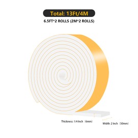 Weather Stripping,Door Insulation,Front Door Weather Stripping, Lightproof, Soundproof Foam,Door Seal Strip for Door Frame,Window Frame,Sliding Door (White,2 in x 1/4 in x 13Ft)