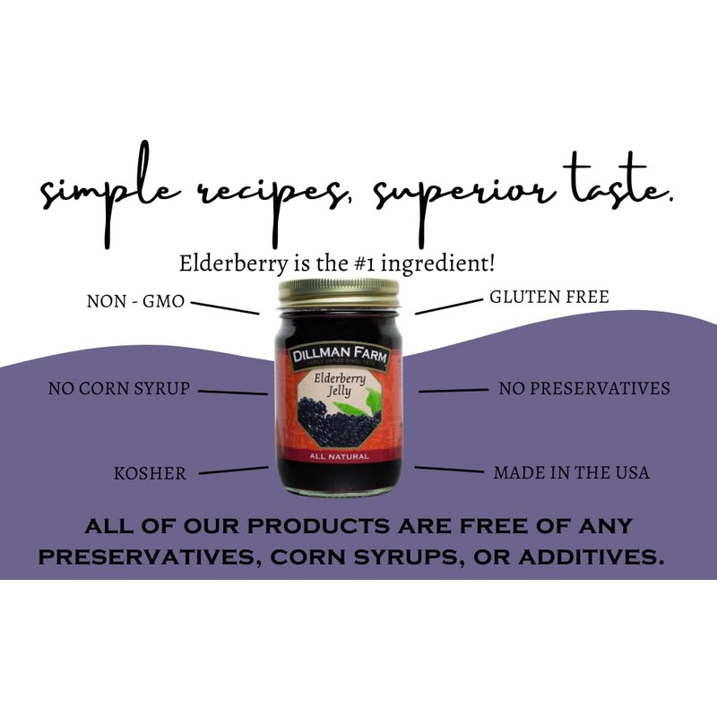 Dillman Farm All Natural Elderberry Jelly - Gluten-Free, Non-GMO, Vegan,