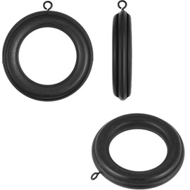 20 Pack Handmade Wooden Drapery Curtain Rod Rings 3 Inch Outer Diameter Black Farmhouse Beech Wood Vintage Look,1.8 Inch Interior Diameter for 1-1.5 Inch Curtain Rod Pole