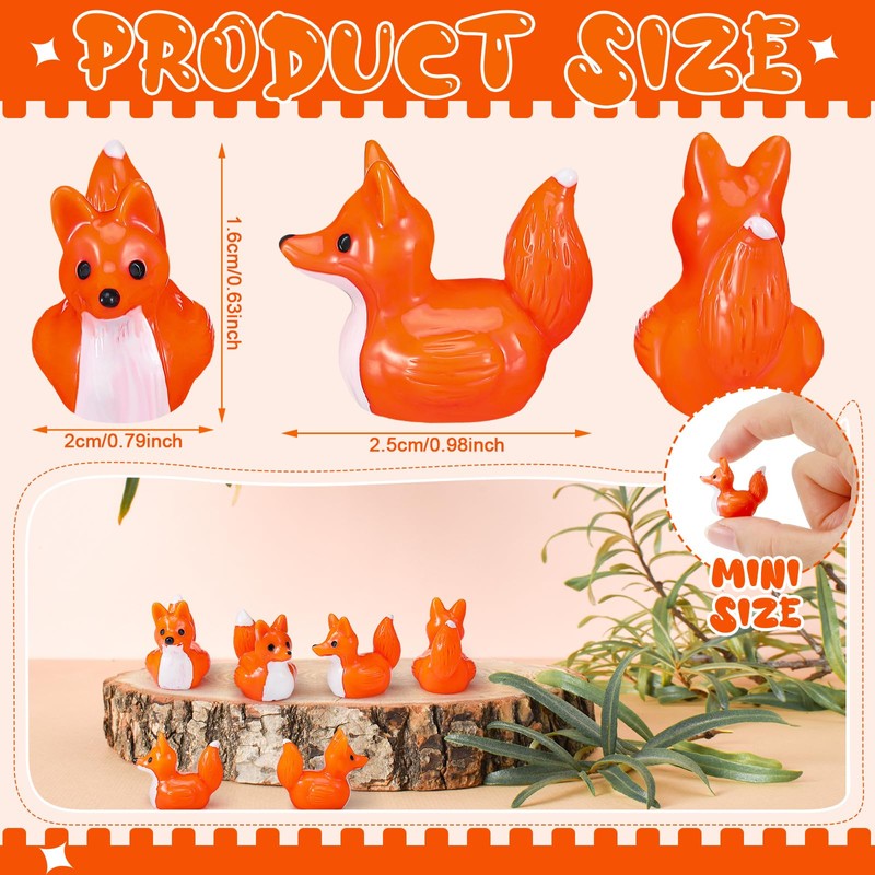 Geelin 50 Pcs Mini Resin Fox Ducks Bulk Cute Fox