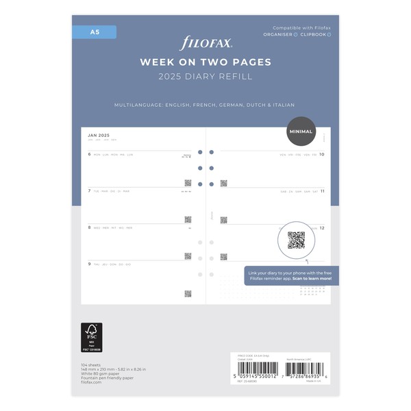 Filofax 2025 A5 Week on Two Pages Diary
