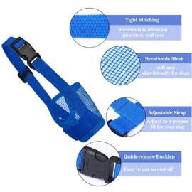 Dog Muzzle,Soft Mesh Dog Muzzles Dogs, Breathable Adjustable Loop Pets Muzzle to Prevent Biting Barking and Chewing, Ideal for Training, Grooming & Daily Use (Blue, 1#S)