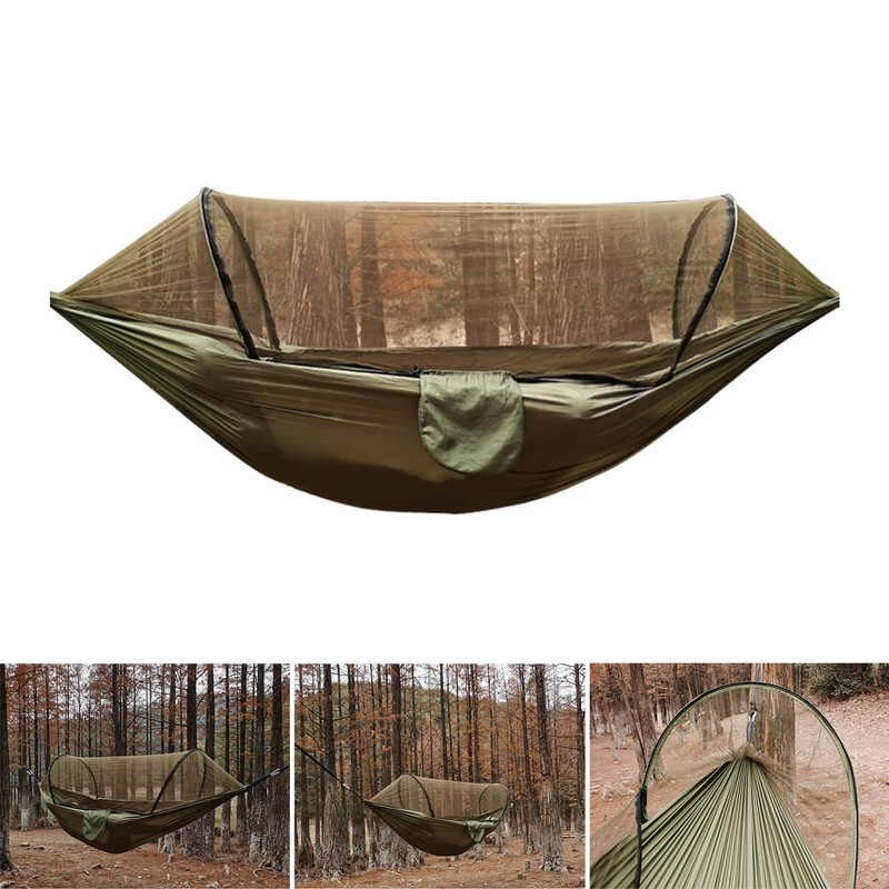 Camping Hammock with Net 210T Nylon Taffeta Automatic Quick Opening