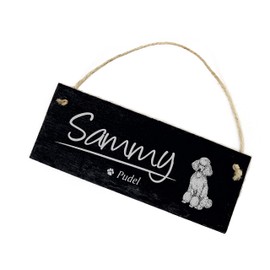 Dekolando Home Accessories Engraved Slate Sign with Dog Motif Name Plate 22 x 8 cm