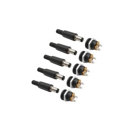 Einaus Pack of 10 (5 Pair) 12 V 3 A 5.5 x 2.1 mm DC Power Plug DC Socket Screw Nut Male + Female Plug Connector DC Power Supply Socket Panel Mount Connector Power Jack DC Socket Plug