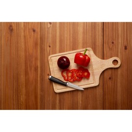 Premier Housewares Rubber Wood Paddle Chopping Board with Groove, 36 x 20 x 1.5 cm