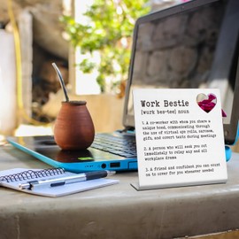 Work Bestie Gifts for Women Funny Office Desk Decor Sign Going Away Gift Farewell Gifts Retirement Gifts Leaving Gifts for Coworkers Friendship Gift Work Bestie Definition Gifts - TZB14