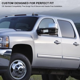 Spec-D Tuning Facelift Style Power + Heated Towing Mirrors Chrome w/Smoke LED Signal Compatible with 2007-2013 Chevy Silverado GMC Sierra 1500 2500HD 3500HD