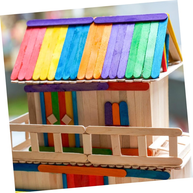 DOITOOL 50pcs Jumbo Popsicle Sticks for Crafts Colorful Crafting Sticks