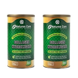 Natures cure Bovine Hydrolysed Collagen Protein Peptides Powder Food Suplement Unflavoured Kosher and Halal Certefied from Bovine Hides (2X 450gr Cans)