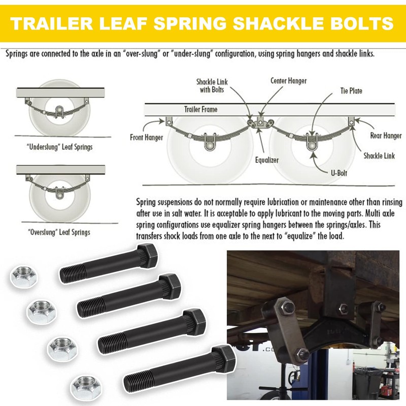 9/16"-18 X 3 Long Trailer Leaf Spring Shackle Bolts (Grade