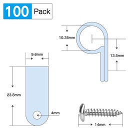 VIPMOON 100 Pcs Cable Clips Screw Fastening Cable Holder Wall Fixing R Type Cable Clamp with Screws Cord Clips Nylon Cord Hook Cable Storage Cord Management Cable Fixer White