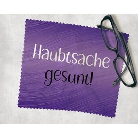 Farbwuselei Glasses Cleaning Cloth Haubtsache gesunt, 15 x 18 cm Funny Printed Funny Microfibre Cloth Washable (Purple)