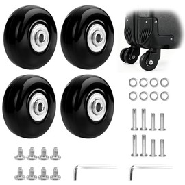 Pack of 4 Suitcase Wheels Replacement Wheels, 50 mm x 18 mm Suitcase Replacement Wheels, Universal Wheels for Luggage Replacement Wheels, Rubber Suitcase Wheels Replacement, Luggage Trolley