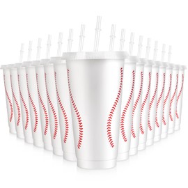 Hxezoc 16 Pieces Plastic Baseball Cups Reusable Cute Party Cups 24 oz Sports Party Gifts for Baseball Party Game Sport Birthday Party Decoration Supplies