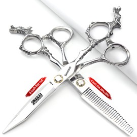 Silver 440c High Hardness Sharp Professional Hairdressing Scissors 6 Inch Salon Hairdressing Special Hair Cutting Scissors (2 Pieces A)