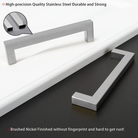 homdiy 30 Pack 4 Inch Brushed Nickel Cabinet Pulls Square Cabinet Handles - Modern Kitchen Cabinet Handles Stainless Steel Cabinet Hardware for Drawer, Cupboard