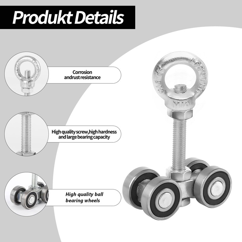 BIAXJUNY 4 Wheel Trolley Assembly Rollers, Silent Strut Trolley, Solid