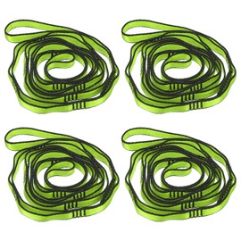 PATIKIL 71 Inch Daisy Chain Straps, 4 Pack Strong Climbing Strap Adjustable Nylon Chain Sling with 8 Loops for Aerial Yoga Hammock Swing, Green