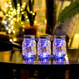 Solar Mason Jar Lid Light,10 Pack 30Led Solar Mason Jar Light String Fairy Lights with 10 Hangers Best for Mason Jar Decor, Patio Garden Decor Solar Lanterns Table Lights (Jars Not Included)
