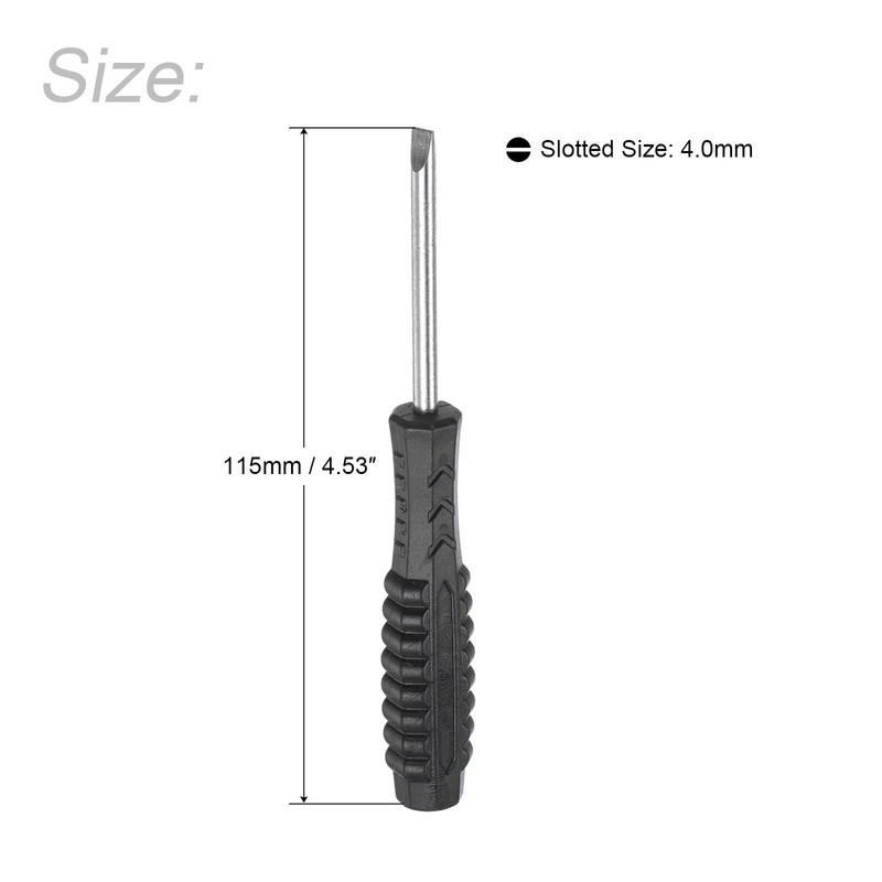 sourcing map Mini Slotted Screwdriver, 4.0mm Flat Head with Non-Slip