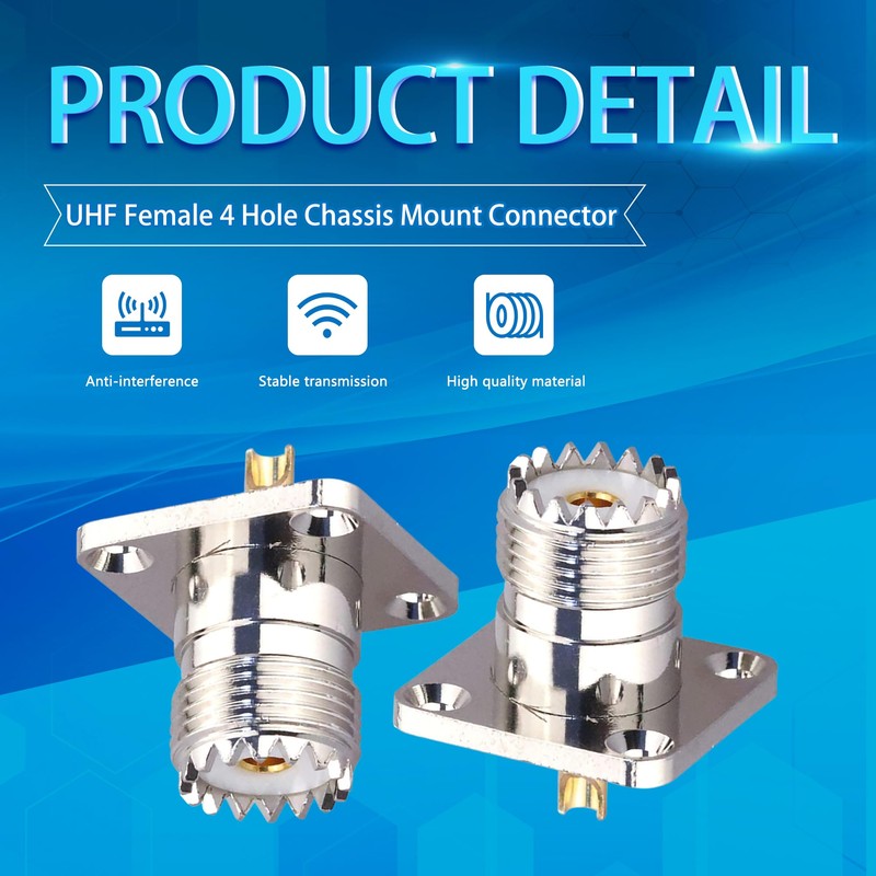 2pcs SO239 UHF Female 4 Hole Connector, PL259 Chassis Mount