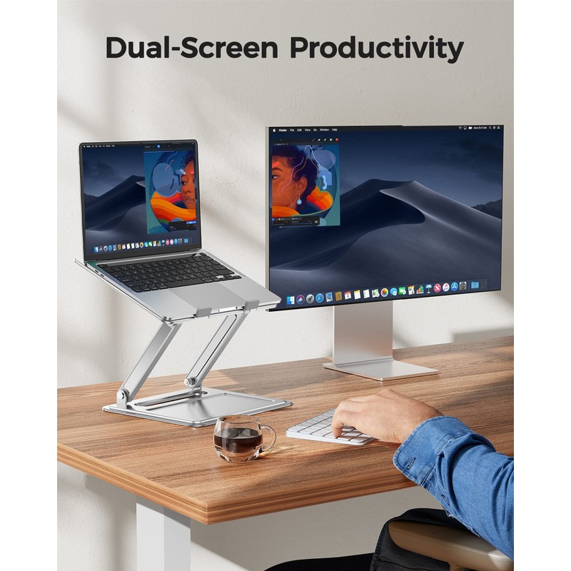 LORYERGO Laptop Stand for Desk, Adjustable & Foldable Laptop Riser