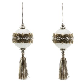 MacKenzie-Childs Crystal Palace Pearl 5" Ball Tassels - Set of 2