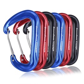 Boundless Voyage BV1026 Carabiner, For Mountain Climbing, High Strength, 12 kN [1200 kg], Small, D-Ring, 7075 Aluminum Alloy, Ultra Lightweight, Hammock, Climbing Rescue, Outdoor Equipment, 3 Colors