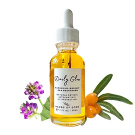 Herbs of Eden Organic Bakuchiol Daily Glow Face Serum Natural Retinol Alternative Anti Aging Collagen Support Reduce Fine Lines and Wrinkles Skin Plumping Moisturizer Achieve Clear Glass Skin for Gua Sha | Made in USA