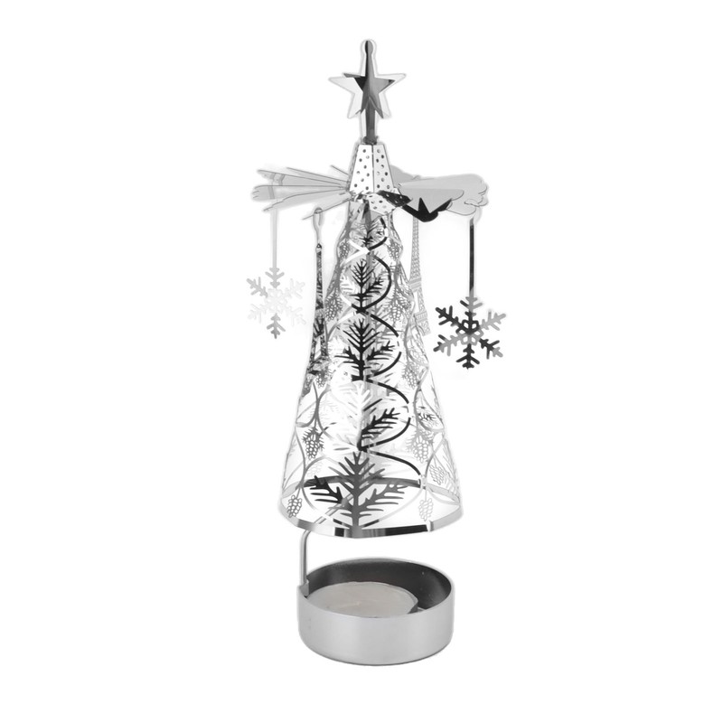 Christmas Tree Carousel Spinning Candle Holder Stainless Steel Rotary Tree