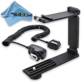 Mini Portable Folding Bracket + Off-Camera Shoe Cord + Cleaning Cloth for Canon Rebel SL1, T3i, T5, T5i, T6, T6i, T6s