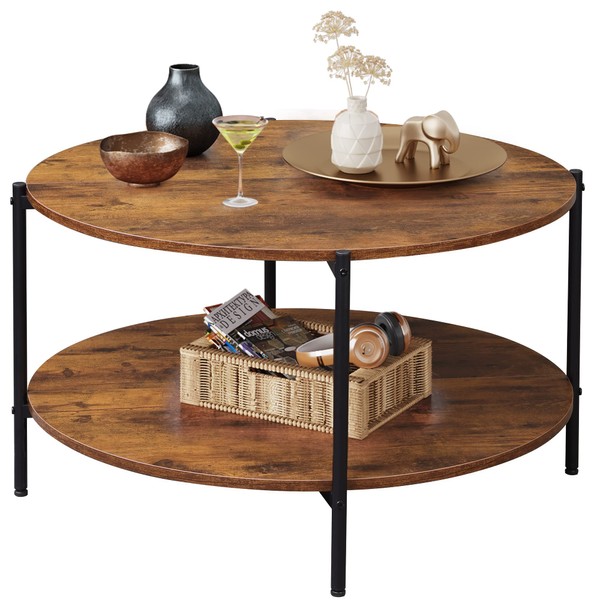 WLIVE WLIVE Round Coffee Table, 32.6" Small Coffee Table with