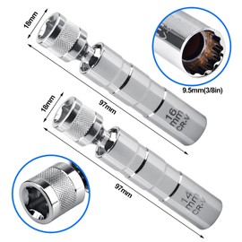 2 pieces universal flexible spark plug wrench, 14 mm and 16 mm, universal spark plug wrench, rotatable car spark plug wrench, remover installer tool for car repair, spark plug wrench set