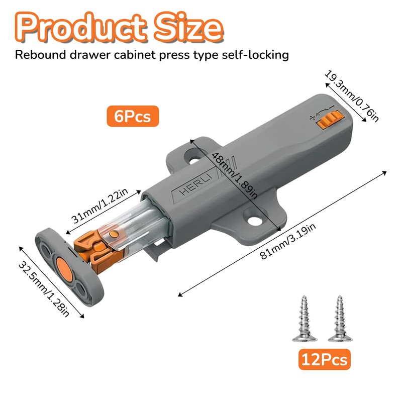 6 PCS Push to Open Heavy Duty, Push to Open