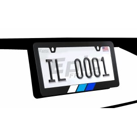 EpicFrames Retro Blue Scheme Hertitage License Plate Frame Black Metal for Toyota-TRD Blue