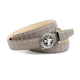 Anthoni Crown Women's Leather Belt, gray
