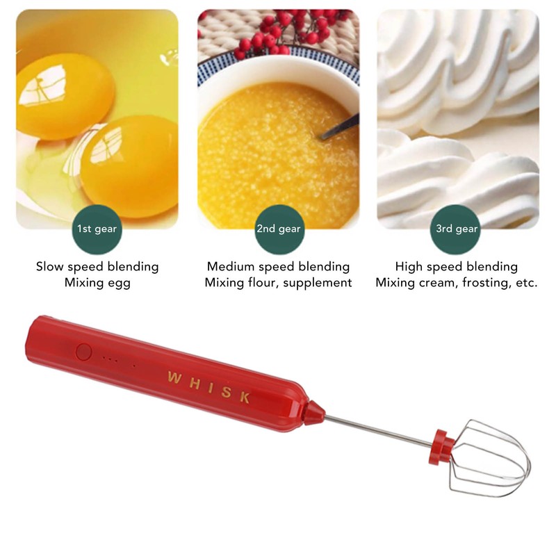 USB Household Stainless Steel Electric Mixer Handheld Small Mixer Wireless