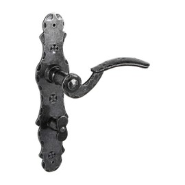 Gedotec Long Plate Handle Set Wrought Iron Black | 1 Piece Door Fitting Antique Door Handle | BERN | Door Handle Set for Interior Doors | WC 78 mm Toilet | Door Set with Mounting Material