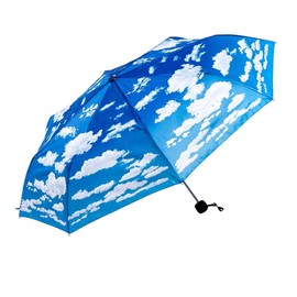LUCKYWEATHER Mini Women's / Men's Pocket Umbrella with Clouds Motif I Pocket Umbrellas Small and Stable and High-Quality Workmanship I Umbrellas with UV Protection