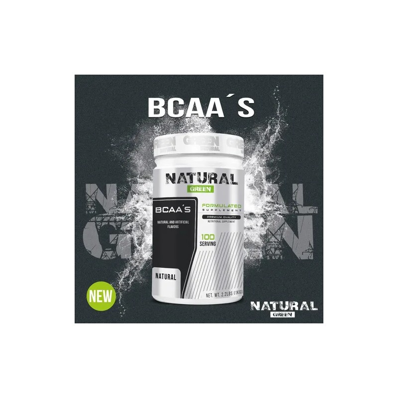 Aminoácidos Bcaas Natural Green 1kg Varios Sabores 100 Servs