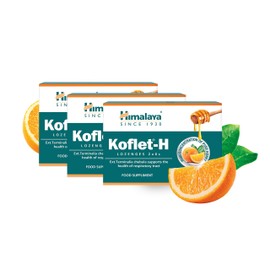 Himalaya Herbals Koflet-H Lozenges Orange Flavor Fortified with Honey, Ginger and Essential Oils, Support Sore Throat, Cough, Herbal Active Formula for Cough Relief - 12 Lozenges (Pack of 3)