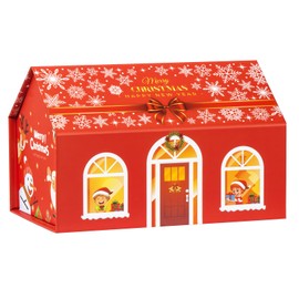GINLEBO Christmas Gift Box 7.8x4.7x4.5Inch House Shaped Gift Box with Magnetic Closure, Small Red Gift Box for Christmas, Kids