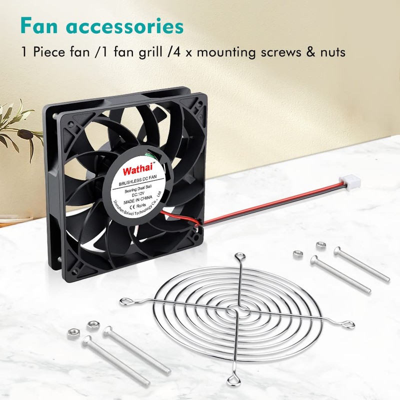 Wathai 120mm x 25mm 12V High Pressure CFM Fan Dual