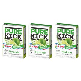 Pure Kick Sonic Limeade - Pack of 3-18 Servings - Powdered Drink Mix - Low Calorie and Zero Sugar - Refreshing Drink Anywhere and Anytime - Low Sodium