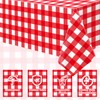 TJYJOY 4 Pack Red Buffalo Plaid Tablecloth Red and White