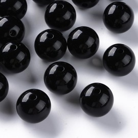 Ornazy 220 pcs 16mm Opaque Black Acrylic Round Gumball Beads Smooth Chunky Bubblegum Beads for Necklace and Bracelet Making Crafting Supplies